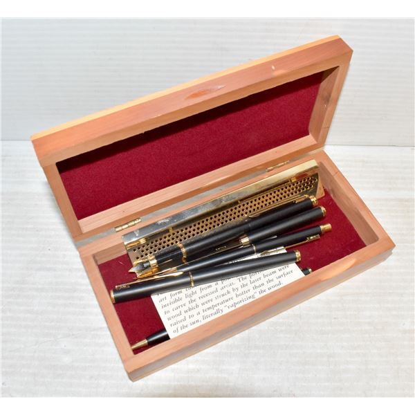 VINTAGE PEN SET IN CEDAR BOX