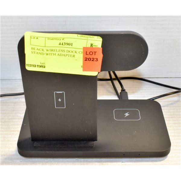 BLACK WIRELESS DOCK CHARGING STAND WITH ADAPTER