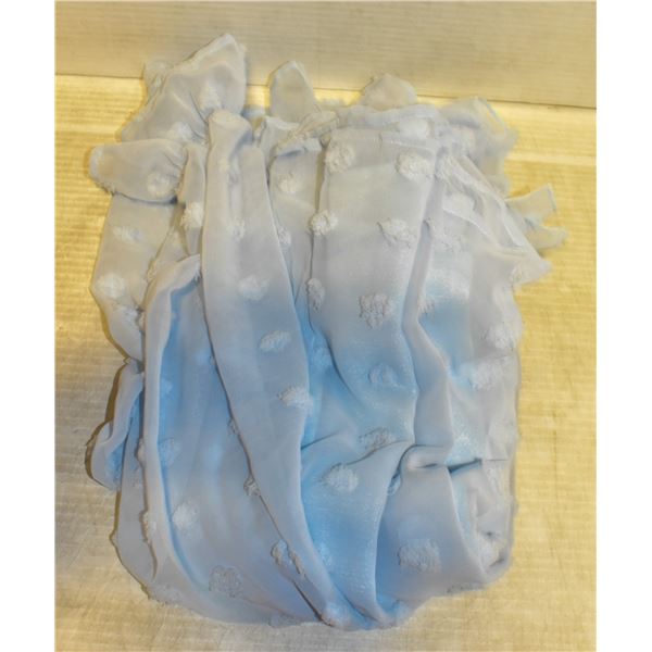 NEW LIGHT BLUE LONG SLEEVE LARGE SIZE SHEER BLOUSE