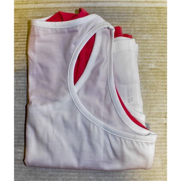 NEW SET OF 2 MEDIUM SIZE TANK TOPS, WHITE/SALMON
