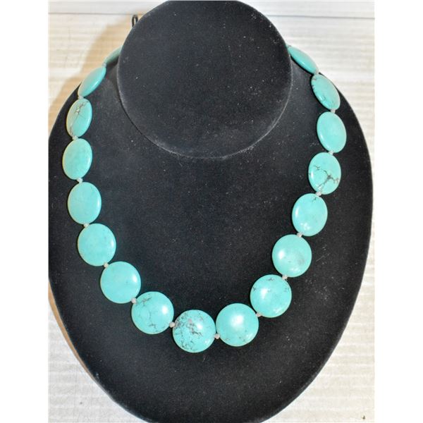 TURQUOISE AND STERLING NECKLACE 18" -MISSING STONE