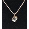 Image 1 : 18" SILVER BOXLINK NECKLACE WITH STONE