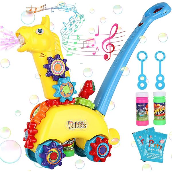 NEW GIRAFFE BUBBLE MACHINE TROLLEY WITH LIGHTS