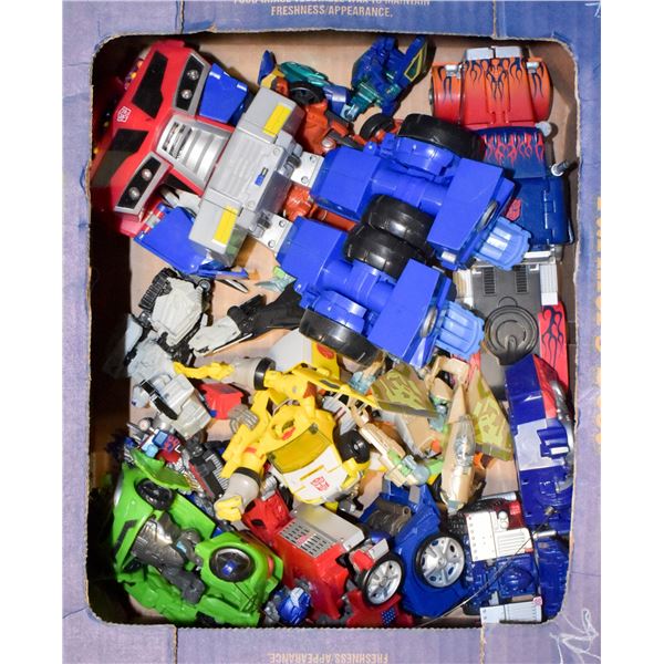 BOX FULL OF TRANSFORMERS TOYS
