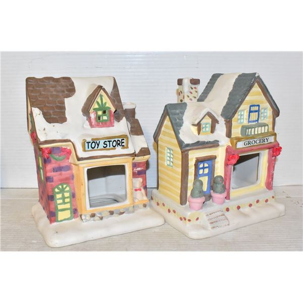 PAIR OF COLLECTIBLE CHRISTMAS VILLAGE CDRAMIC