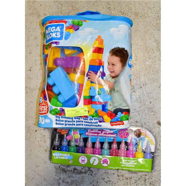 KIDS 80PC MEGA BLOCKS AND 12PC PUFFY PAINT SET