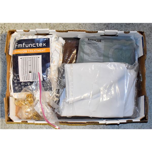 FLAT OF VARIOUS DRAPERIES & MORE