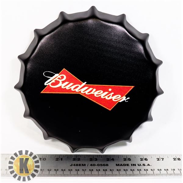 NEW 8" BOTTLE METAL BOTTLE CAP BUDWEISER ART