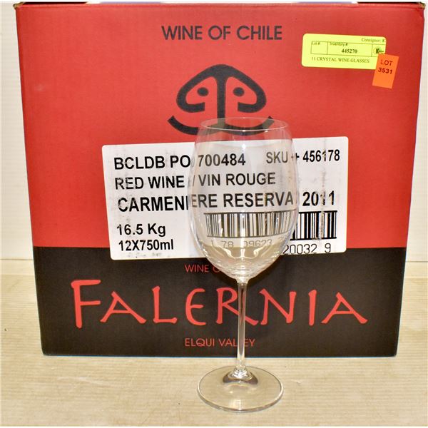 11 CRYSTAL WINE GLASSES