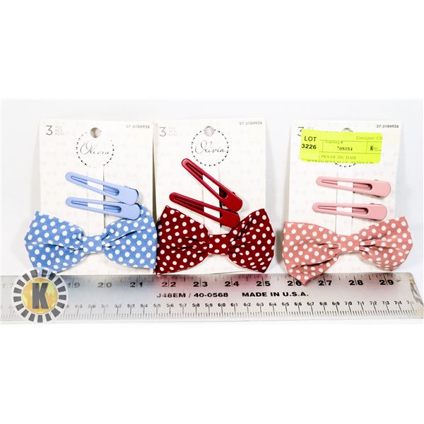 3 NEW PKS OF 3PC HAIR ACCESSORIES BLUE, ANTIQUE PI