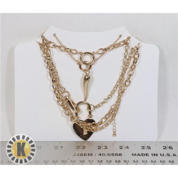 NEW 3PC GOLD TONE FASHION NECKLACE SET