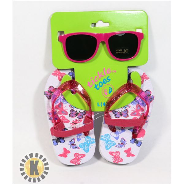 NEW TODDLER FLIP FLOPS AND SUNGLASSES