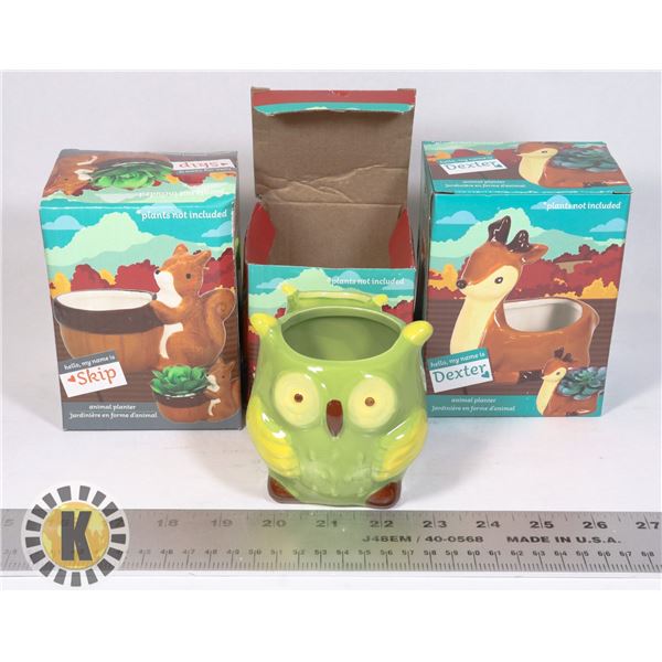 3 NEW ANIMAL THEME DESK TOP PLANTERS