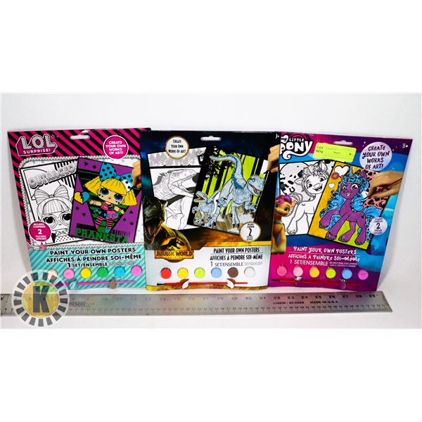 3 NEW PAINT SETS MY LITTLE PONY, JURASSIC WORLD,