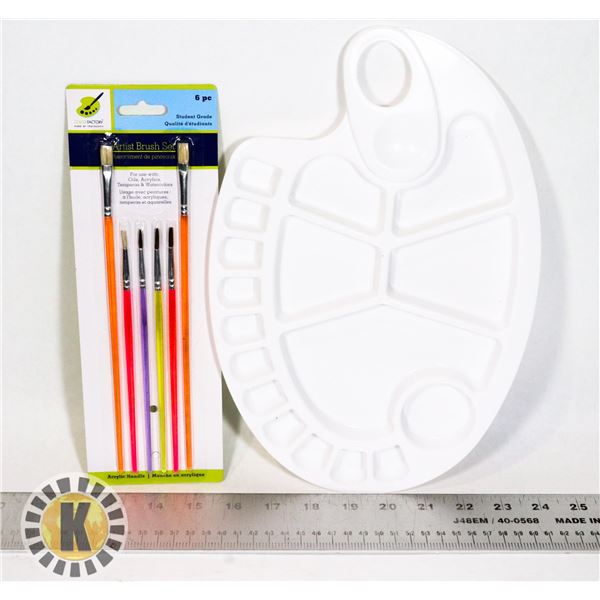 NEW PAINT MIXING TRAY WITH BRUSHES