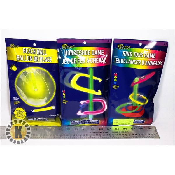 NEW GLOW IN THE DARK BEACH BALL, HORSE SHOE GAME,