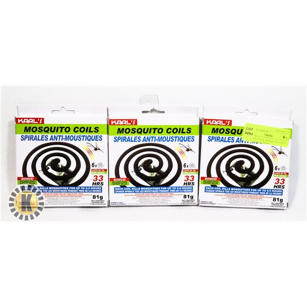 3 PKS OF 6 NEW MOSQUITO COILS (STAND INCLUDED)