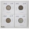 Image 1 : 4 CANADIAN SILVER 10 CENT - 1941-43-47-52