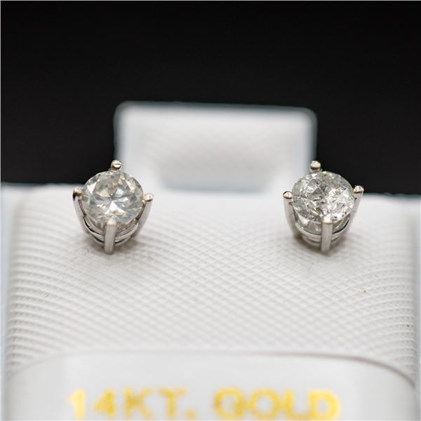 BZ814-9 14KT WHITE GOLD DIAMOND STUD EARRINGS