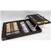 CARRY CASE OF ARTIST SUPPLIES, ACRYLIC TUBES OF