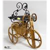 Image 1 : PAIR OF WROUGHT IRON SHELVES & WICKER BIKE
