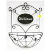 Image 1 : WROUGHT IRON WELCOME SIGN HANGING BASKET