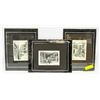 Image 1 : SET OF 3 FRAMED PENCIL SKETCHES, SIGNED BY ARTIST