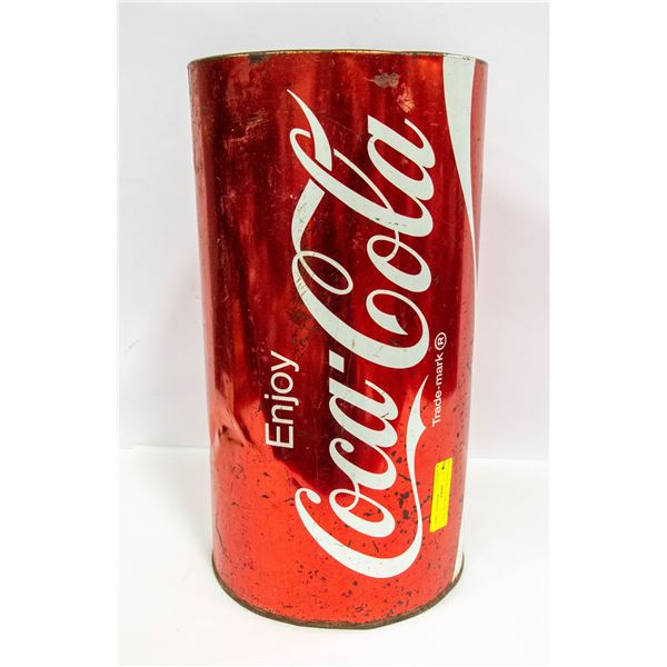 VINTAGE METAL COCA COLA LARGE GARBAGE CAN