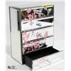 Image 1 : MIRRORED JEWELRY BOX W/ PINK FLOWER DESIGN
