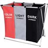 Image 1 : NEW REPACKED 3 SECTION CLOTH LAUNDRY HAMPER SET