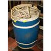 Image 1 : BLUE PAINTED BARREL WITH ROPE DECOR