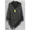 Image 1 : NEW SILVER GREY PONCHO WITH SILVER SUBTLE SEQUINS