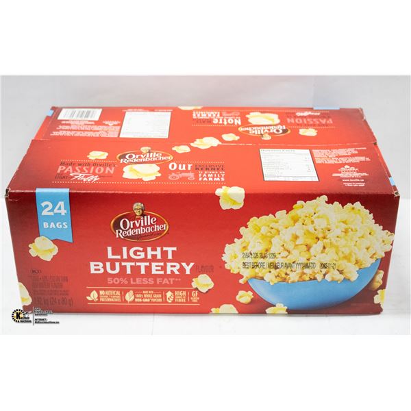 CASE OF 24 ORVILLE REDENBACHER LIGHT BUTTERY