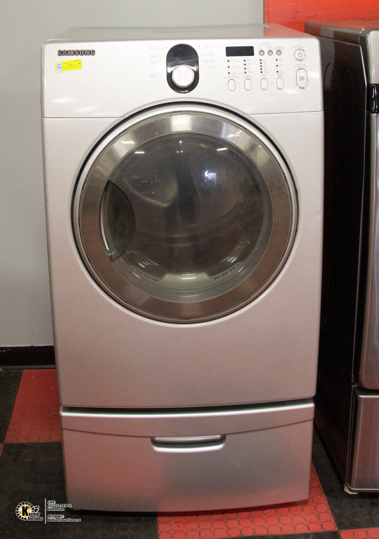 SAMSUNG STAINLESS DRYER WITH PEDESTAL