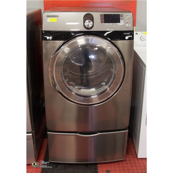 KENMORE SILVER DRYER WITH PEDESTAL