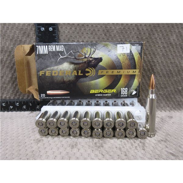 7mm Rem. Mag 168gr Federal Cartridges - Box of 20