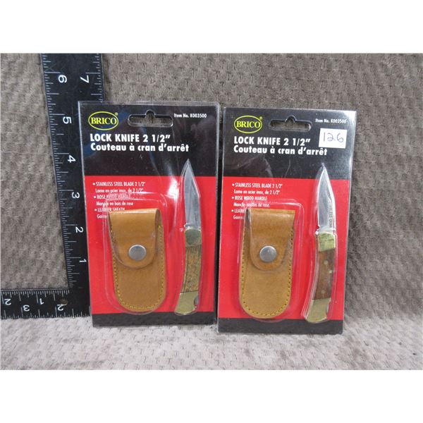 NEW - 2 Brico Locking Pocket Knives