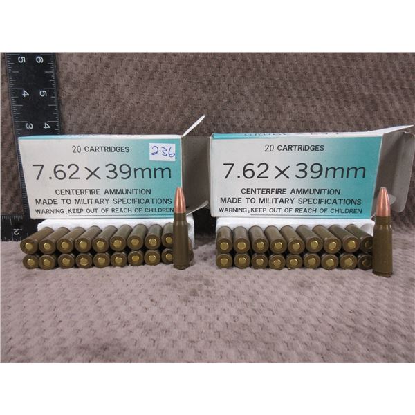 7.62 X 39mm CF Military Cartridges - 2 Boxes of 20