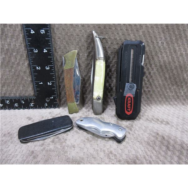 4 Folding Pocket Knives & 1 Kraft Multi-Tool