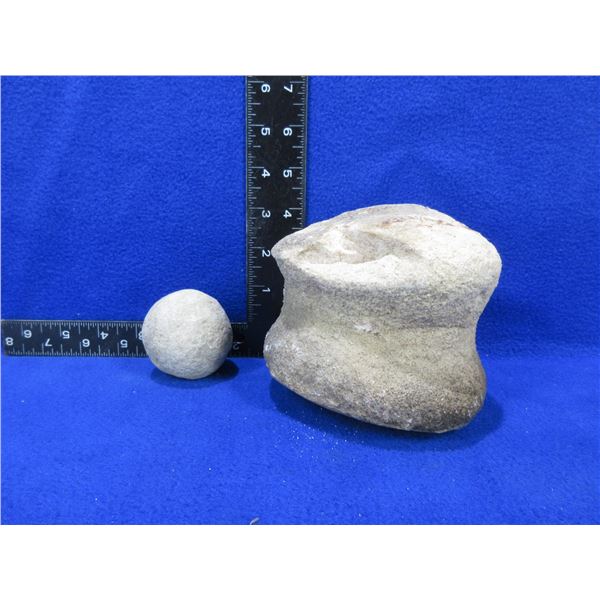 Indigenous Stone Grooved Maul & Round Throwing Ball