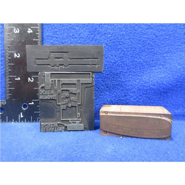 3 Small Vintage Firearms Printing Blocks
