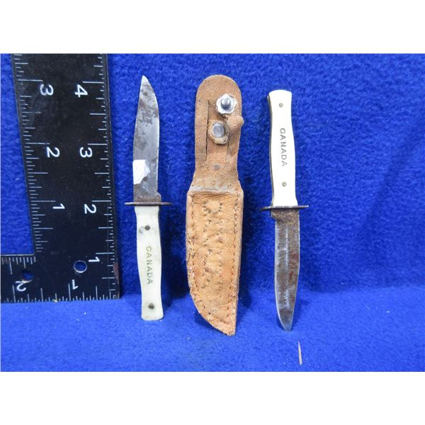 2 - Miniature Fixed Blade Knives - 1 has a sheath