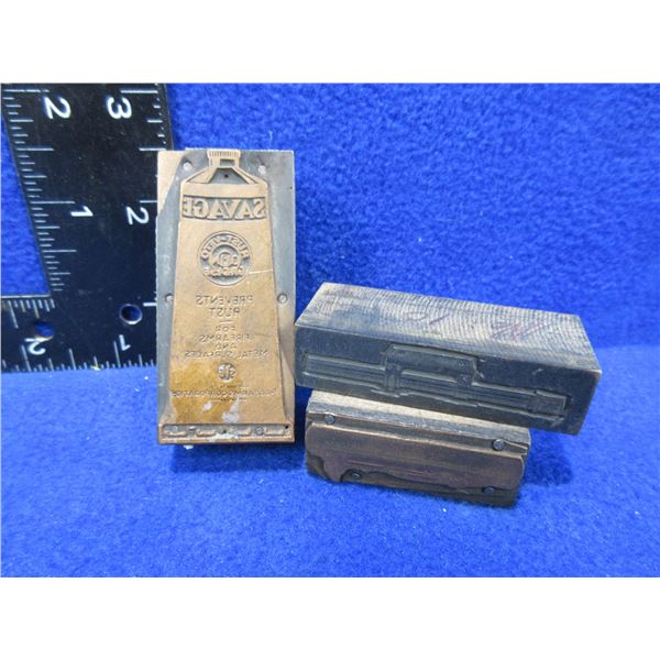 3 Small Vintage Firearms Printing Blocks