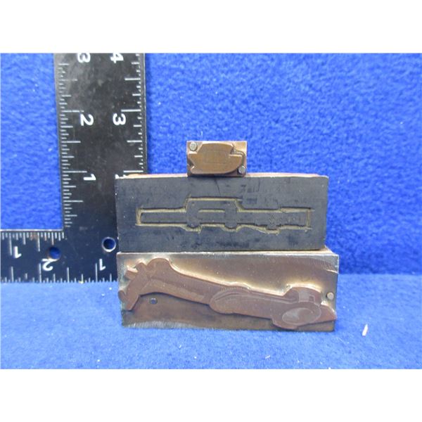 3 Small Vintage Firearms Printing Blocks