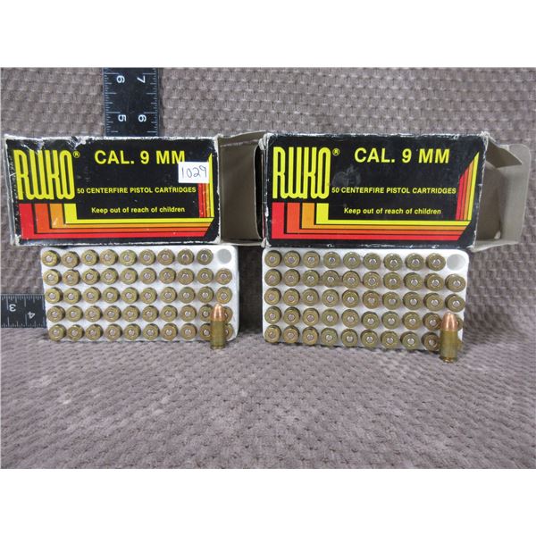 9mm Reloads - 2 Boxes of 50 - Sold as Components