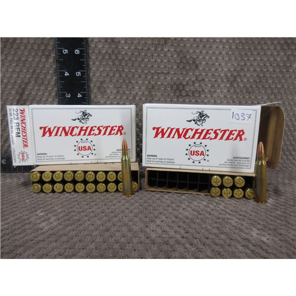 223 Rem. 55gr FMJ Winchester Cartridges - 1 Box of 20