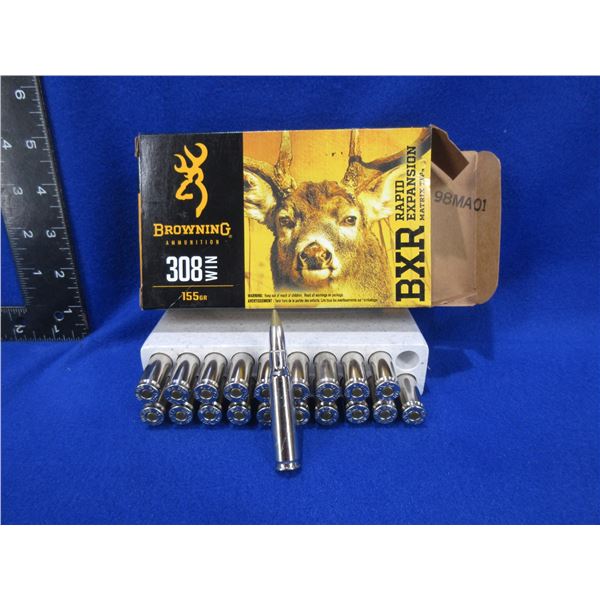 308 Win. 155gr BXR Browning Cartridges - Box of 20