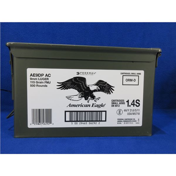 9mm Luger 115gr FMJ Federal American Eagle Cartridges