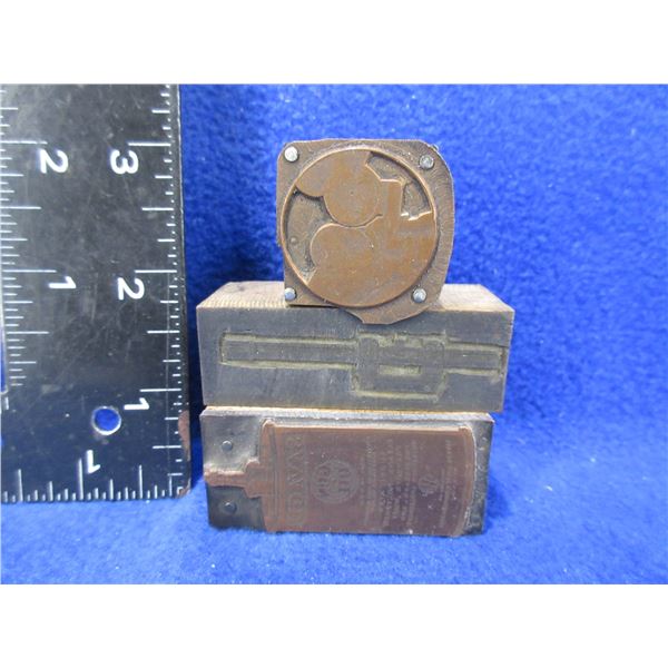 3 Small Vintage Firearms Printing Blocks