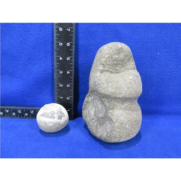 Indigenous Stone Grooved Maul & Round Throwing Ball